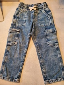 Gap Kids Easy Pull On Cargo Jeans Denium Mid Rise Elastic Waist Girls Xs NWT - Picture 1 of 4