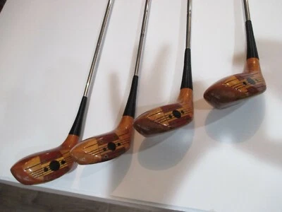 Vintage MacGregor PT3W Tourney Persimmon Driver + 3, 4, & 5 Woods Regular Flex - Image 1 of 4