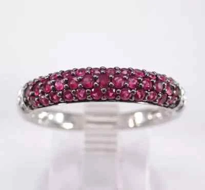 2.20 Ct Round Cut Lab Created Ruby Band Ring 14K Two Tone Gold Plated 925 Silver - Image 1 of 4