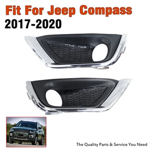 Pair of Fog Light Lamp Bumper Cover Insert Chrome for Jeep Compass 2017-2020 - Bild 1 von 11