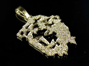 10K Yellow Gold Genuine Diamond Cutout Jesus Face Pendant Charm 7/10 Ct 1.5" - Picture 1 of 7