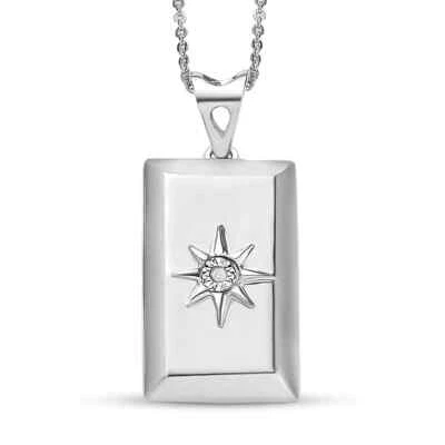 BEAUTIFUL!! Diamond Accent Bar Pendant Necklace 20" Platinum Plated Sterling - Image 1 of 4