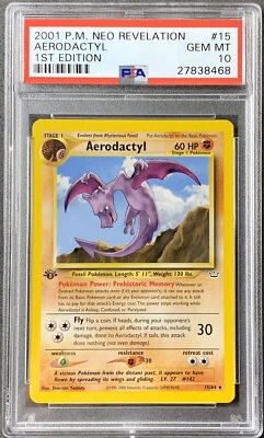 Pokémon Card 1st Edition Aerodactyl PSA 10 Gem Mint, Neo Revelation #15, 2001 - Image 1 of 2