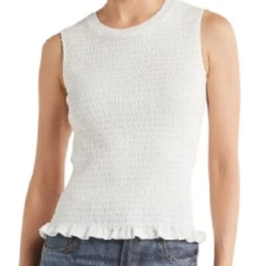 JASON WU Ruffled Stretchy Ivory Sleeveless Cotton Smocked Top Size S/P New w/Tag - Picture 1 of 8