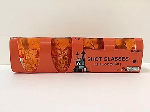 4 Halloween Shot Glasses Skull Skeleton Plastic Party Table Decoration 1.8 Fl Oz - Picture 1 of 1