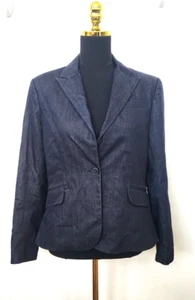 Giacca blazer donna New York & Co blu denim un bottone taglia 10 - Foto 1 di 8