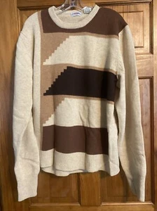 Piccadilly Sweater Mens 1X Big Beige Brown 100% Australian Lambswool Vintage - Picture 1 of 5