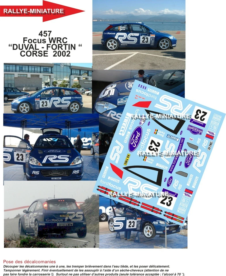 DECALS 1/43 REF 0457 FORD FOCUS DUVAL TOUR DE CORSE 2002 WRC RALLYE RALLY FRANCE - Photo 1/1