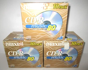 Maxell CD-R Compact Discs Audio 80 Minute (3) 10 Packs (30 CDs) NEW - Picture 1 of 6