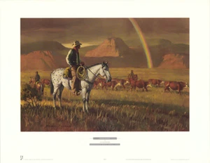 Western Cowboy Horse Cattle Fringe Benefit Duane Bryers 22.5x17.5 in - Picture 1 of 1