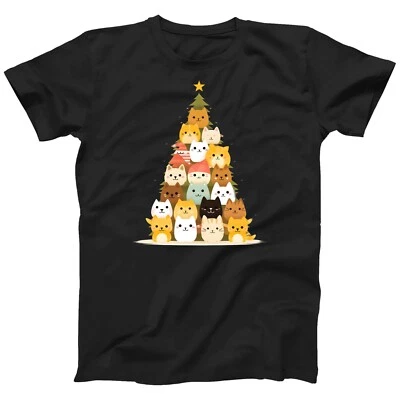 Kittens Christmas Tree T-shirt Men's Ladies Kids T-shirt Xmas Top | S-5XL - Image 1 of 4