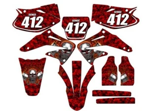 2002-2004 CRF 450 R FLAMING GEARHEAD Red Senge Graphics Kit Compatible with H - Picture 1 of 10