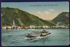 St Goarshaufen a Rh mit Burg Ktz July 23 1914 Postcard Steam Ship In River View 