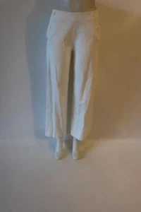Womens Blue Les Copains BVM Spa Off-White Flat Front Wide Leg Pants 42 US/6 * - Picture 1 of 9