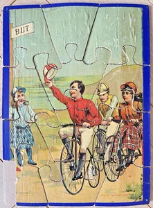 Ancien Puzzle en bois Théme course de Vélo Bicyclette cyclisme 1900 - Picture 1 of 4