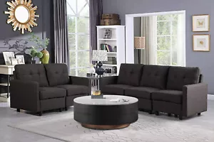 2/3/5 Seats Sectional Upholstered Sofa Set Linen Fabric Living Room DLY Couch - Picture 1 of 10