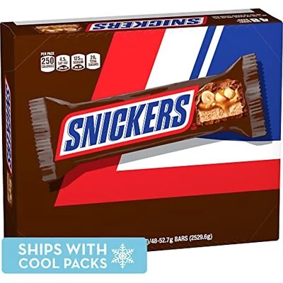 SNICKERS Full Size Bulk Milk Chocolate Candy Bars, 1.86 oz Bar, 48 ct Box - Image 1 of 4
