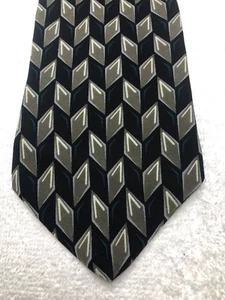 MARK ALEXANDER MENS TIE BLACK WITH BEIGE GREEN WHITE 4 X 58 - Picture 1 of 4