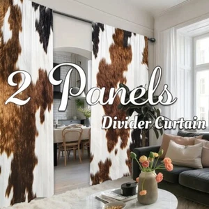 2Panels Country Ranch Cow Fur Design Window Curtains for Closet Wardrobe Dust - Picture 1 of 48