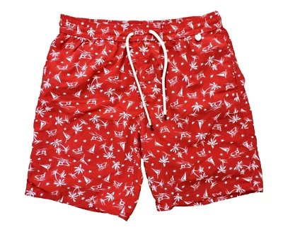 POLO RALPH LAUREN MEN'S XLT TALL RED PALM TREES TRAVELER SWIM TRUNK/SHORTS, NEW! - Image 1 of 4