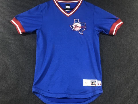Nolan Ryan Nike Cooperstown Collection Rangers Pullover Jersey Small Blue Cover