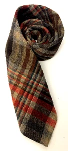 Vintage Woolcrofter by Wembley Mens Wool Blend Brown Plaid Tie 3"X55" 30%Wood - Picture 1 of 7