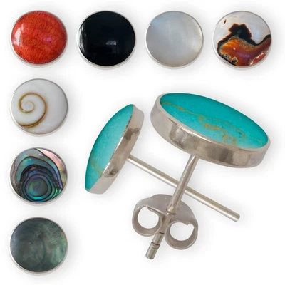 Kleine Ohrstecker Silber 925 Damen Ohrringe Paua Muschel Shiva Auge Perlmutt  - Bild 1 von 4