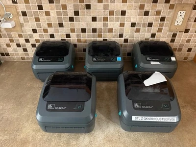 LOT OF 5 Zebra GK420D Thermal Label Printer USB - Image 1 of 4