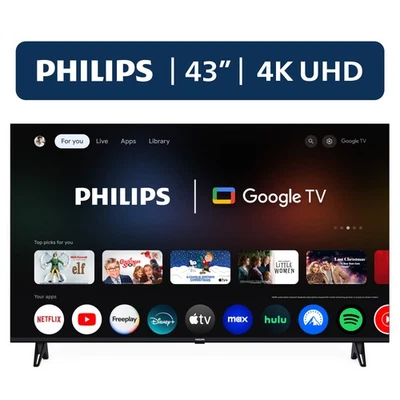 Philips TV 43-Inch Class 4K Ultra HD 2160P Google Smart LED Home Television New - Image 1 of 4