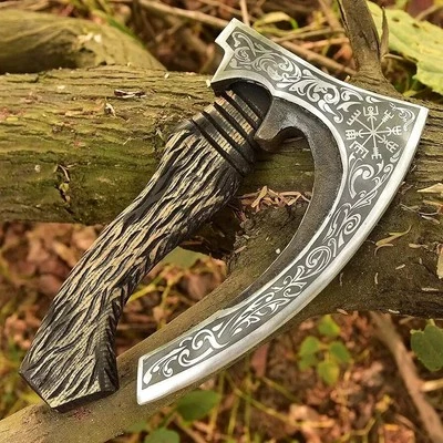 Cortador de pizza de acero al carbono hecho a mano personalizado HACHA VIKINGA TOMAHAWAK con funda Navidad Foto 1 de 4