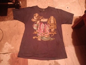 Vintage Cowboy Hut Stiefel 90er USA grün T-Shirt - Bild 1 von 4