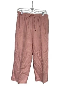 Pantalones para mujer Samuel Dong holgados cintura elástica tirar de Lagenlook lino rosa - Imagen 1 de 5