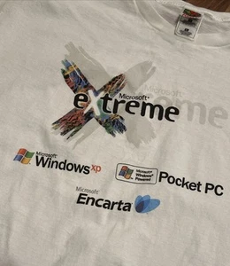 Camicia vintage Microsoft Extreme Windows uomo XL Extreme Tour 2001 Y2K vecchio magazzino - Foto 1 di 7