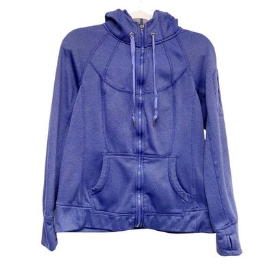 Suéter para correr de lana con cremallera azul a rayas talla L de mandarina para mujer Foto 1 de 4