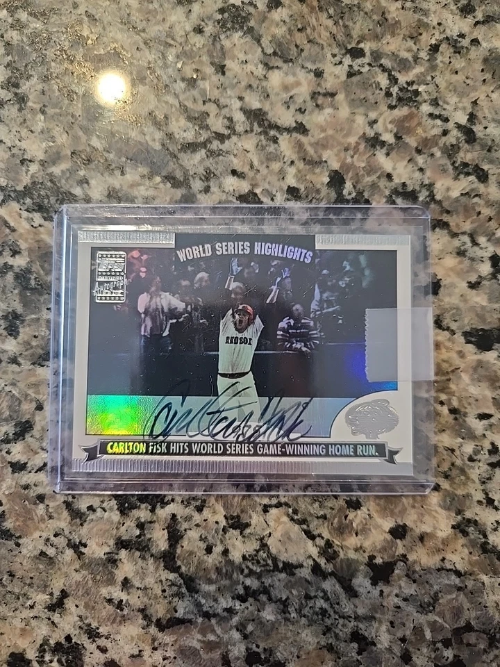 Tarjeta Topps World Series Highlights Carlton Fisk 2003 automática Foto 1 de 2