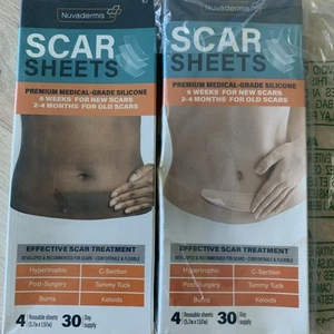 2x nuvadermis scar Silicone sheets treatment-8 Reusable Sheets -exp 12/2027 - Picture 1 of 4