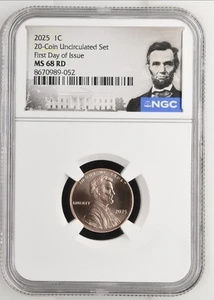 2025 P Lincoln SHIELD 1c Cent Penny NGC MS68 RD First Day Issue FDI -Last One?% - Picture 1 of 2