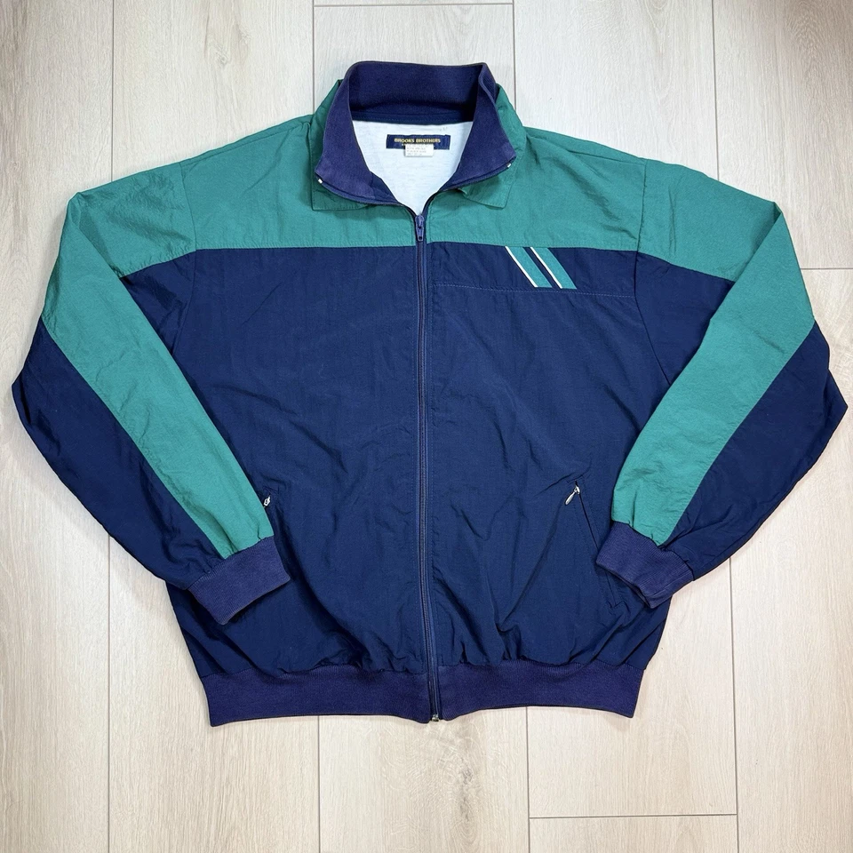 Vintage Brooks Brothers Colorblock Windbreaker Jacket Men’s L Navy Green USA - Image 1 of 4