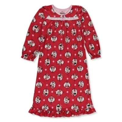 Disney Minnie Girls Red Flannel Polka Dot Nightgown, Gown - Image 1 of 2