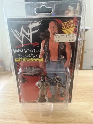 Vintage WWF WWE Stone Cold Steve Austin Die Cast Metal Key Chain Sealed 1998 Cover