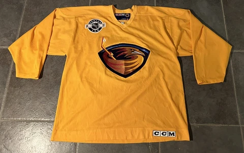 Atlanta Thrashers Yellow CCM Practice Jersey Mens Sz XL Bud Light Party Zone Cover
