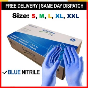 Blue Nitrile Gloves Powder Free Non Latex Disposable Gloves Box 100 Size S - XXL - Picture 1 of 3