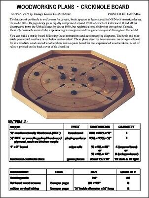 WOODWORKING PLANS - Build A CROKINOLE / Pichenotte Game Board. D-I-Y Plans • 2.95€