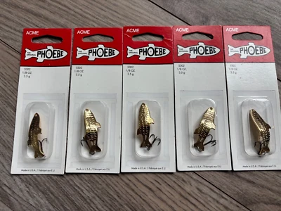 5 NOS USA ORIGINAL Acme Phoebe 1/8oz Gold Color Hot color Trout Walleye Salmon - Image 1 of 3