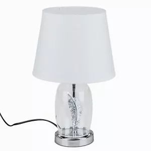 Tischlampe Feder mit rundem Fuß H. 33cm weiß silber Glas + Metall Formano - Bild 1 von 1