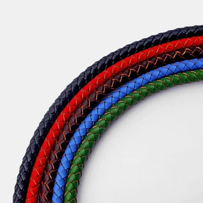 Collar de joyería hágalo usted mismo con cordón trenzado bolo de cuero genuino redondo de 6 mm para hacer pulseras Foto 1 de 2