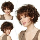 Fashion Women Lady Short Curly Wig Brown Wavy Hair Natural Neat Bang Cosplay