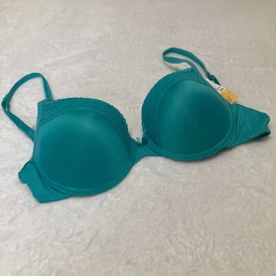 Sujetador Fruit Of The Loom talla 36C borde de encaje verde azulado Foto 1 de 4
