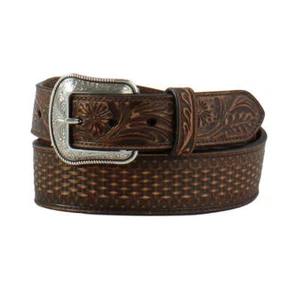 D100014902 Cinturón 3D Hombre 1 7/8''-1 1/2'' Cesta Floral - Marrón NUEVO - Imagen 1 de 9