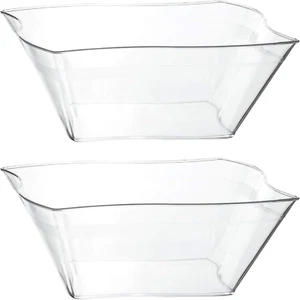 PLASTICPRO Disposable Elegant Wave Design Square Plastic Serving Bowls Heavy Dut - Picture 1 of 12